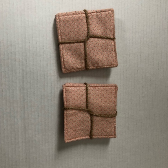 Handmade Pink Floral Coasters Set of Eight - Picture 6 of 8